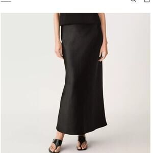 Zara Black Satin Midi Skirt Size Medium NWT